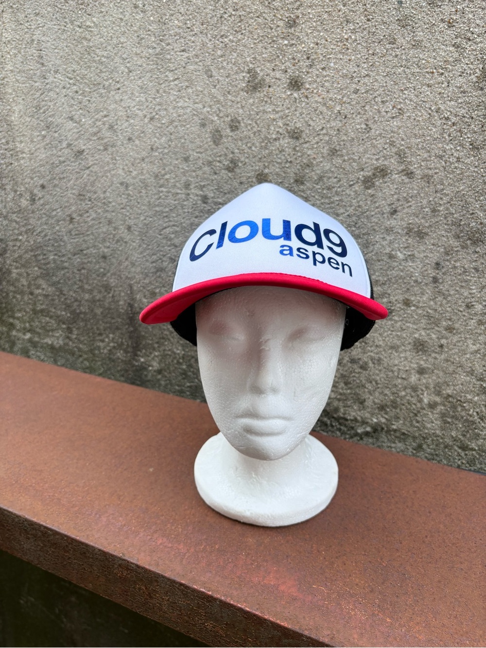 Cloud 9 Aspen Snowmass Trucker Hat Snapback White/black/red Foam Cap